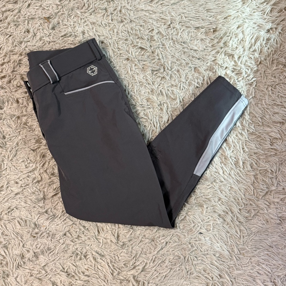 Women’s Size 36 Grey Ethos Equestrian Knee Patch Horseback Riding Breeches